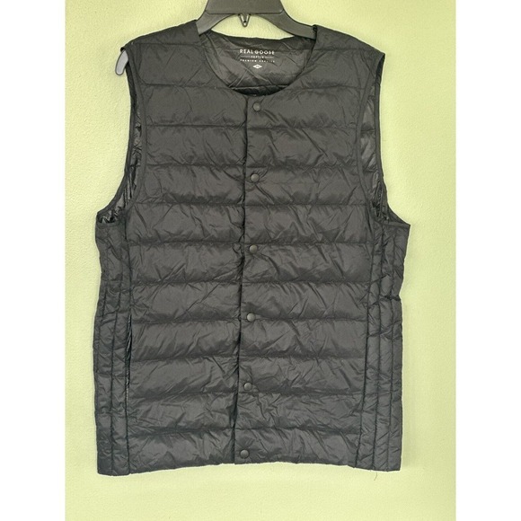 Real Goose Vest Mens Sz S Puffer Snap Feather Fill Navy Blue​​​​ - Picture 1 of 4